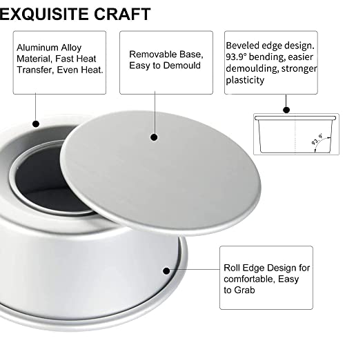 EXGOX 2 Pack 7-Inch Non-Stick Deep Aluminum Round Cake Pan With Removable Bottom For Wedding/Birthday/Christmas Cake Baking Round Cake Tin Set With Loose Base - size: 7inch