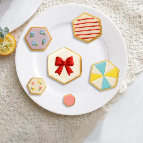 FUSOTO 6PCS Hexagon Cookie Cutter Set, Round Shaped, 1.5-4 Inch - style: Hexagon