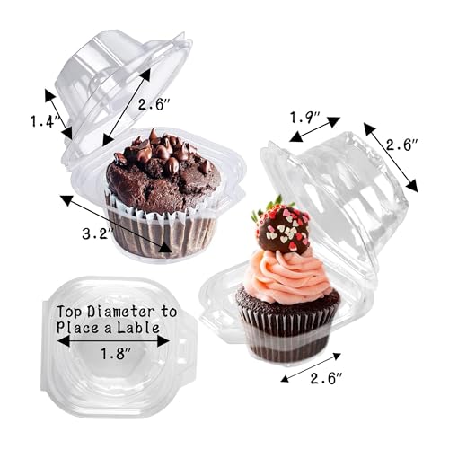 NPLUX 50 Pack Individual Cupcake Containers Plastic Cupcake Boxes Stackable