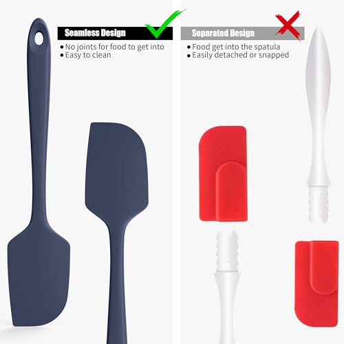 Doosu 600°F Heat Resistant Silicone Large Spatula, 11.4in, Navy Blue - color: Navy Blue, size: 11.4in (Flat Spatula)