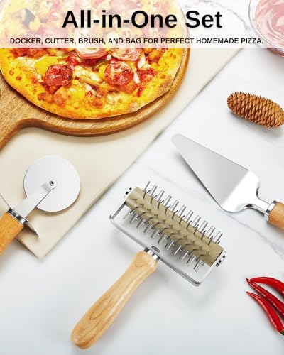 Pizza Dough Docker Roller with Stainless Steel Spikes - style: 3 Set