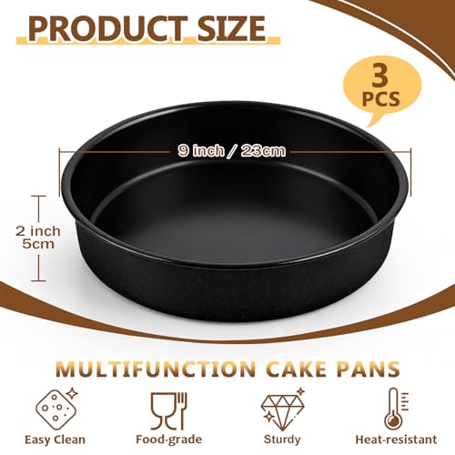 P&P CHEF 9 Inch Cake Pan Set of 3, 3 Pcs Nonstick Round Cake Baking Pans