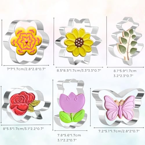 6 Pieces Spring Cookie Cutter Set for Baking - Stainless Steel - style: Spring