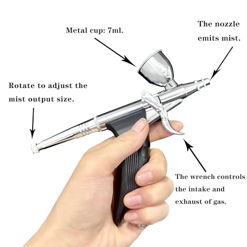 I-BEAUTEE Portable Cordless Airbrush Kit with Compressor, high air Flow Handheld Mini Air Brush Gun Set,Trigger Type High Pressure Air Brush for Painting, Nail Art, Cake, Barber,Model,T-Shirt DIY - color: Red