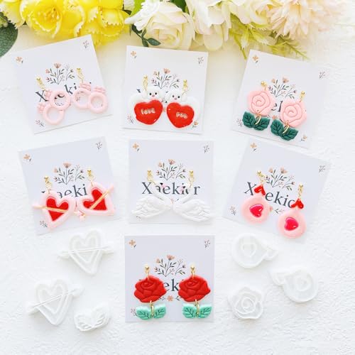 Valentine’s Day Polymer Clay Cutters Set – Romantic Polymer Clay Molds, Clay Cutters, Clay Earring Cutters, Clay Tools - color: 2Q color