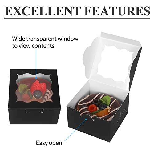 KPOSIYA 20pcs Small Cookie Boxes with Window, 4x4x2.5 Balck Bakery Box - color: Black, size: 20