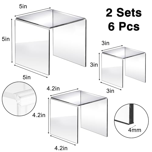 Fixwal 2 Set Clear Acrylic Display Risers Cupcake Stands
