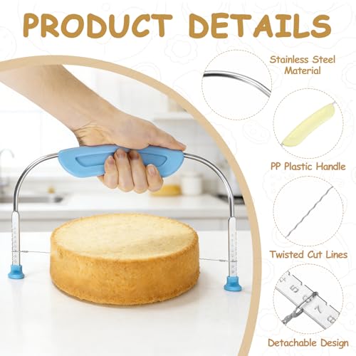 uxcell Cake Cutter Slicer Leveler with Plastic Handle Light Yellow - color: Light Yellow