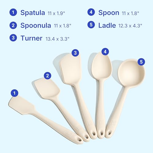 GIR: 5-Piece Silicone Essentials Kitchen Utensils Set – Cream - color: Cream, size: 5 - Piece Set