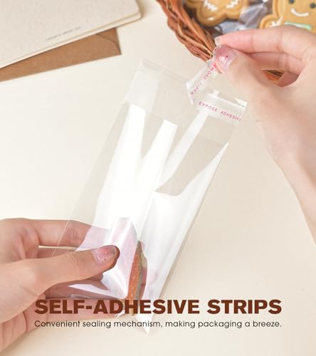 300 Pcs Clear Self Sealing Cellophane Bags, 3x5 Inches Cookie Bags Resealable Cellophane Bag for Packaging Cookies, Candy, Gifts, Favors and Products, 3 Mils Individual Self Adhesive Wrappers - size: 3x5 Inch (Pack of 300)