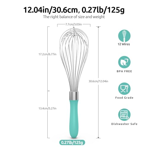 U-Taste Wire Whisk for Cooking, 18/10 Stainless Steel Wisk, L/Aqua Sky - color: Aqua Sky, size: Large
