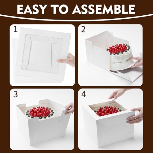 Cake Boxes 10 Inch, Tall Cake Box with Window, Large Cake Carrier