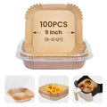 Disposable Air Fryer Paper Liners, 100 Pieces Square Liners for Air Fryer, Parchment Paper for Microwave, Food Grade Non-Stick Airfryer Basket Bowl Liner Free of Bleach (9IN-Square) - size: 9 inches