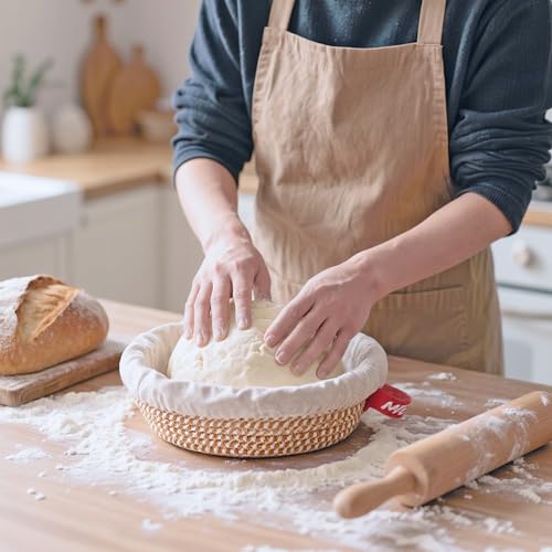 Sourdough Banneton Starter Kit,10" Round&11" Oval Bread Proofing Baskets - color: Cotton Oval & Round Basket Set