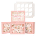 Bakepacker Auto-pop up 12 Cupcake Boxes, Pink, 6-Packs - color: Pink,6