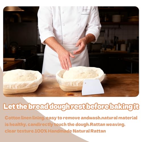 8 Sets Bread Proofing Baskets Bulk with Cloth Liners and Scrapers