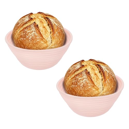 uxcell 2Pcs Silicone Bread Proofing Basket 4.9" Round Sourdough Basket Pink - color: Pink, size: 12.5 cm / 4.9 Inch