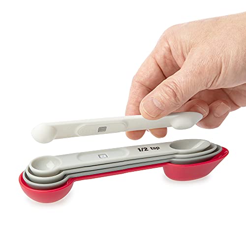 Prepworks Dual-Ended, Magnetic Measuring Spoon Set, White, 5 Piece - color: White, size: 1 Tbsp (15 ml)