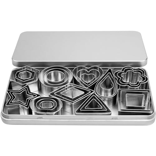 KALAIEN 30Pcs Mini Geometric Stainless Steel Cookie Cutter Set