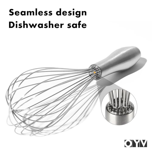 OYV 8" Small Whisk, 18/10 Stainless Steel Whisk, Ergonomic Handle - size: 8 inch silver