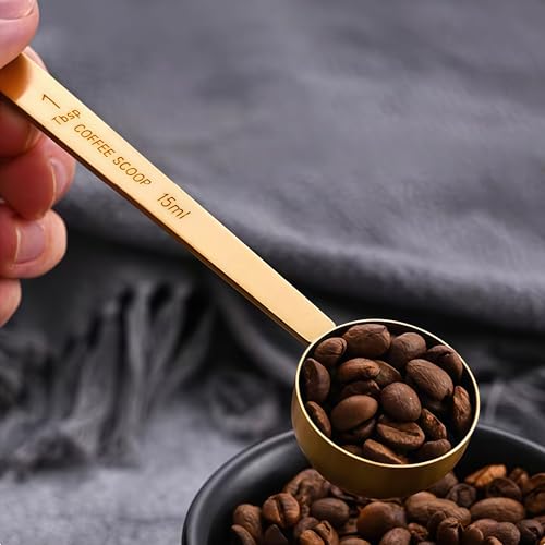 Coffee Spoon Stainless Steel Long-Handled Spoon, 1 and 2 Tbsp Spoon Gold - color: Gold Long