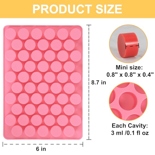 Mini Round Silicone Mold, 55 Cavities Cylinder, 0.8 Inch, 2 Pcs