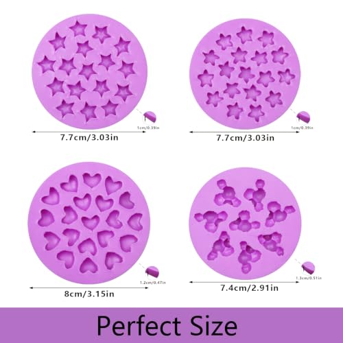 Infovox 4PCS Star Chocolate Molds, Silicone Heart Molds for Cake Deraction - color: Purple(NF516)