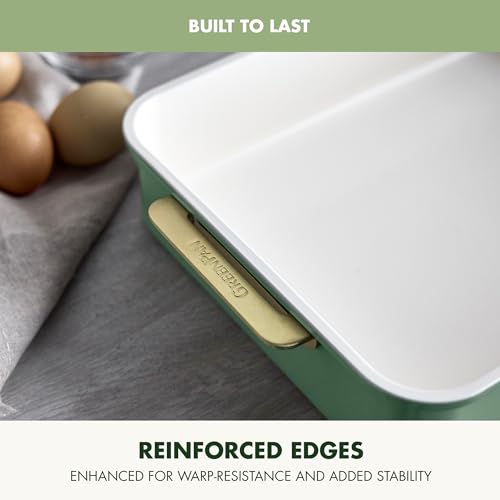 GreenPan Bakeware 13" x 9" Nonstick Rectangular Cake Pan, Sage Green - color: Sage Green, size: 13" x 9" Rectangular Cake Pan
