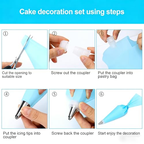 21pcs Cake Decorating Kit – Reusable Silicone Bags & 16 Piping Tips Set-BLUE