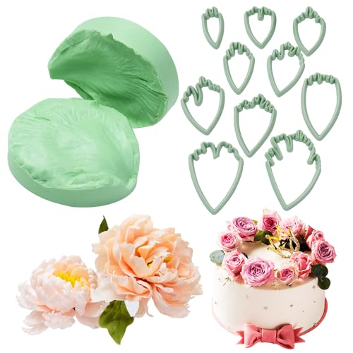 KALAIEN Peony Flower Silicone Veined Mold Petal Fondant Mold - color: Peony