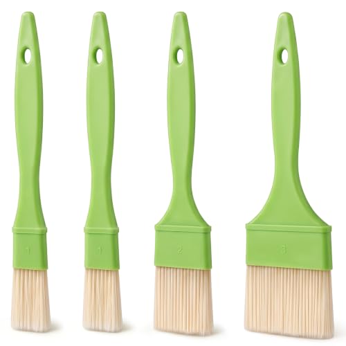4 PCS Pastry Brush Set, Soft Bristle Basting Brushes, 1", 1", 2" & 3"