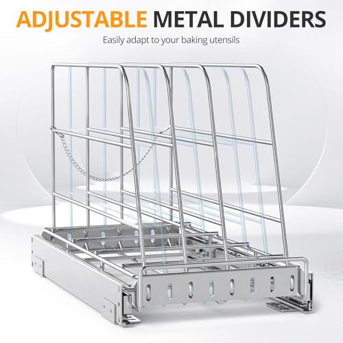 Pull Out Cabinet Organizer for Cutting Board, Cookie Sheet, Baking Sheet - size: 9”W x 16.5”D (22.8 x 41.8 cm)