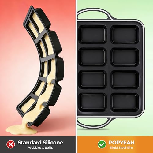 Silicone Mini Loaf Pan 2 Pack with Reinforced Metal Frame 12-Cavity - color: Black 12-Cavity