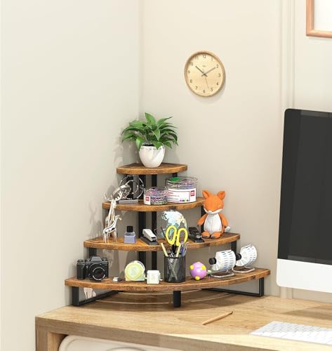 ELITEROO Tiered Display Stand, Wooden Display Risers, 4 Tier Display Shelf