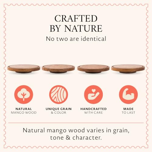 Mela Artisans Lazy Susan Mango Wood Cake Stand - Natural Finish, 12 in - color: Lazy Suzan Design