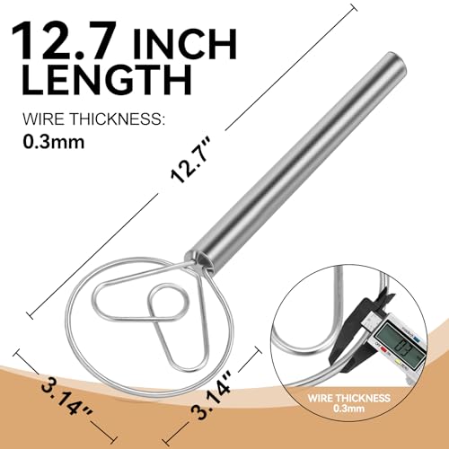 Danish Dough Whisk Stainless Steel Hook Dutch Baking Tool Bread Sourdough Mixer for Pizza Pastry Cake Batter Making - color: Stainless Steel-XX