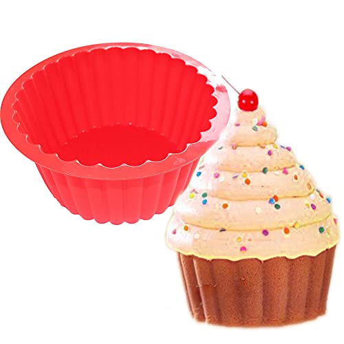 X-Haibei Giant Cupcake Pan Round Chocolate Cake Bread Bakeware Silicone Mold Top Dia. 7.8inch,Bottom 5.3inch, Height 3.5 inch