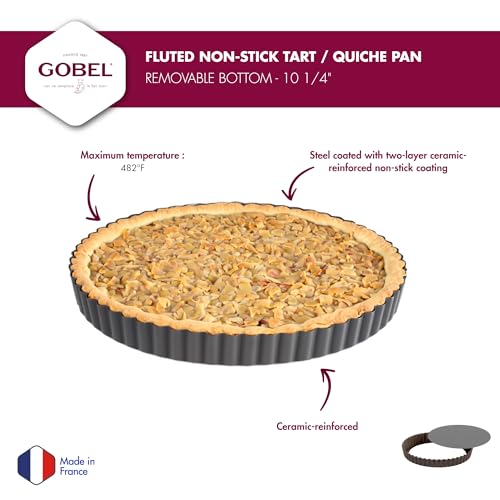 Gobel - Fluted Tart & Quiche Pan, Non-Stick, Removable Base, 10.2 in - size: 10 1/4"