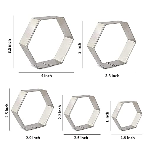 5Pcs Hexagon Cookie Cutter Cookie Shaper Tool for Homemade Baking