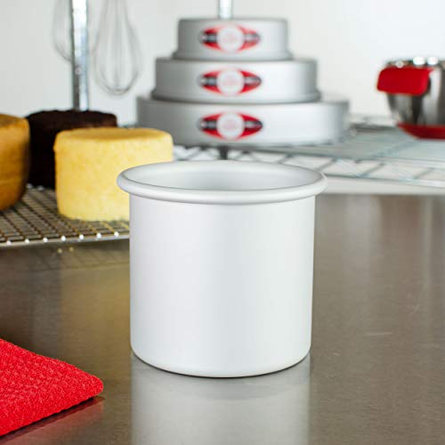 Fat Daddio's Round Cake Pan, Silver, 4 x 4 Inch (Pack of 6) - size: 4 x 4 Inch, Set of 6, style: 4" Depth