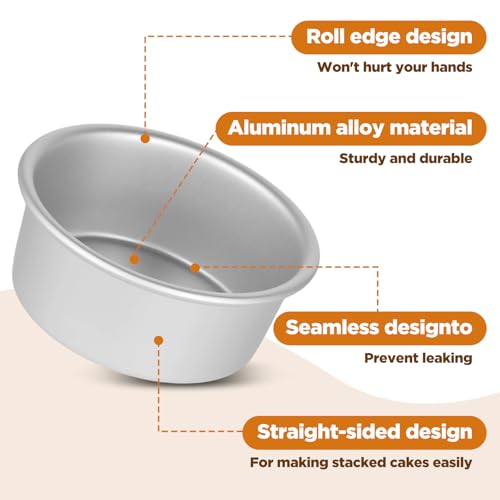 12 Pcs 4 Inch Round Cake Pans, Nonstick Aluminum Mini Cake Pans for Cheesecake, Pizza, Quiche, Leakproof & Easy Release, Silver