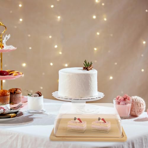 Acrylic Cake Stand with Dome Clear Cake Plate with Lid Rectangular Tray for Cakes Cupcakes Muffins Parties Restaurants 9.44 X 7.28 X 2.95 in