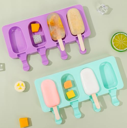 Ouddy Life Popsicle Molds Set of 2, Ice Pop Molds Silicone Cake Pop Mold - color: Purple, Green