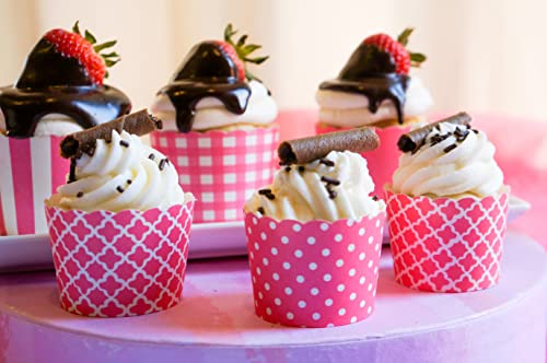 Paper Baking Cups (Polka Dots), Greaseproof Disposable Cupcake Liners (Pink, Large Cups (50-Pack)) - color: Pink