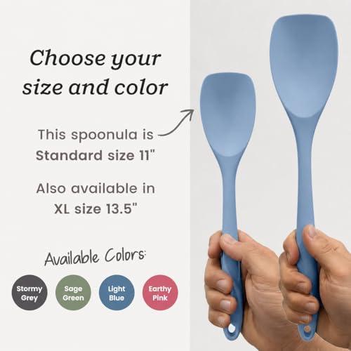 StarPack Silicone Spoonula The All-Rounder 11 Inch - LFGB Spoon Spatula, 600°F Heat Resistant, BPA-Free - One-Piece Seamless, Dishwasher Safe - for Nonstick Cookware, Light Blue - color: Light Blue, size: Standard 11"