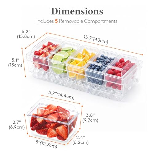 Lifewit Chilled Condiment Container with Individual Lids & Handle Design