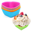 12 Pack Reusable Silicone Cupcake Liners Baking Cups Liners - color: Colored-Heart