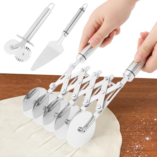 5 Wheel Pastry Cutter, Stainless Steel Dough Divider with Handle