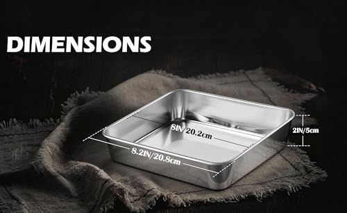 Leonyo Non-Toxic 8x8 Stainless Steel Baking Pan Square Cake Pan, 8 Pack - size: 8x8IN