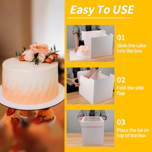 WINKIO Cake Boxes 12 inch, Cake Carrier Holder, Storage Transport Container - size: 12×12×12